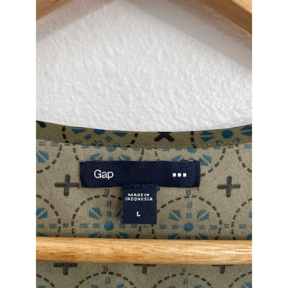 Gap Women's Sleeveless Olive Green Blue Floral Racerback Tank Large - Picture 4 of 10